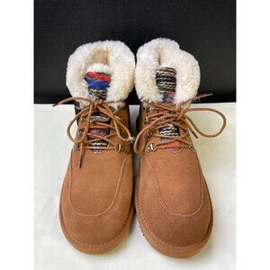 Lams Women's Tan Suede Water Stain Resistant Boots shoes Size 11 SKU 6046